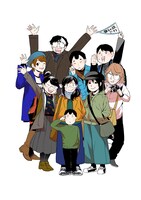 「鉄子の旅」シリーズのレギュラー陣集合イラスト。