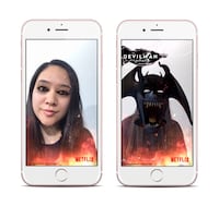 顔をデビルマンにできる、FacebookのARカメラ機能のサンプル画像。