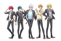 「美男高校地球防衛部HAPPY KISS!」ティザービジュアル。左から道後一六、万座太子、修善寺鏡太郎、霧島龍馬、和倉七緒。