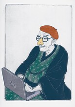 しりあがり寿画「北斎肖像」(c)SHIRIAGARI kotobuki