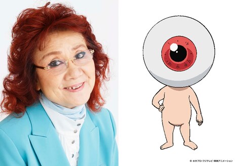 左から野沢雅子、目玉おやじのキャラクター設定画。