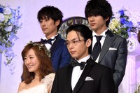 「金曜ナイトドラマ『ホリデイラブ』」制作発表会見の様子。