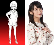 奴村露乃のデザインラフと、露乃を演じる茜屋日海夏。