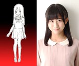 朝霧彩のデザインラフと、彩を演じる大野柚布子。