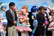 「HUGっと!プリキュア」「映画プリキュアスーパースターズ!」合同会見の様子。