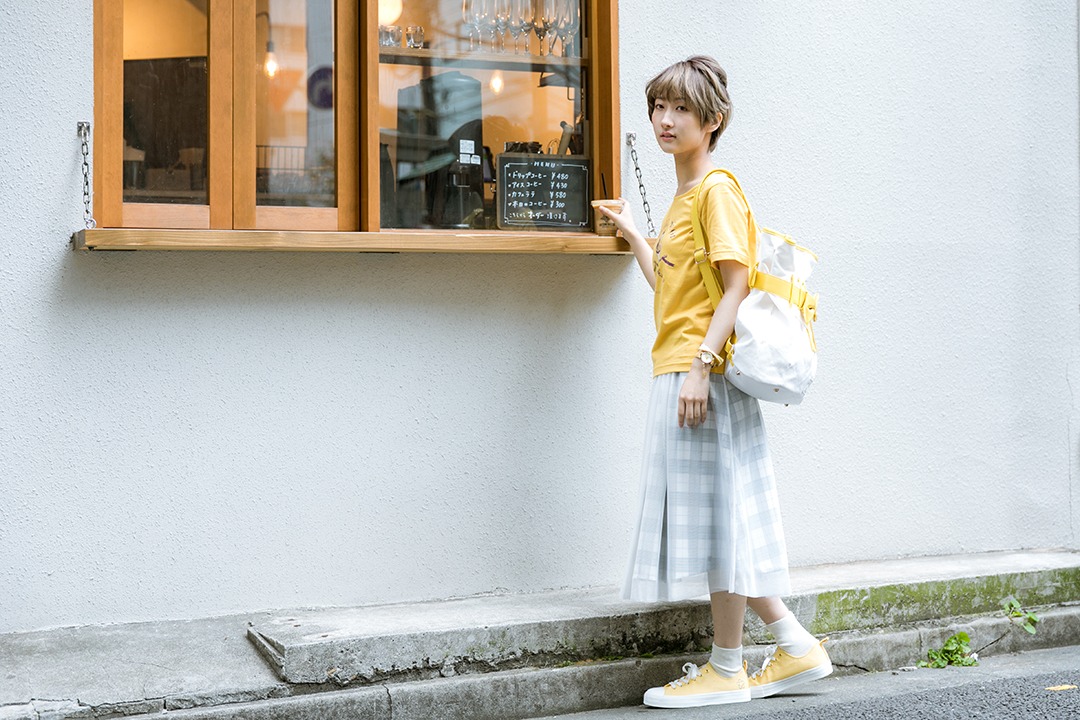 巴マミモデルの着用例。