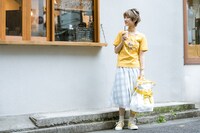 巴マミモデルの着用例。