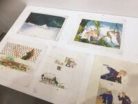 「くらもちふさこ・いくえみ綾二人展『“あたしの好きな人”へ』」より、「『天然コケッコー』の部屋」コーナーの様子。