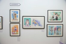 「成田美名子画業40周年記念原画展」の様子。