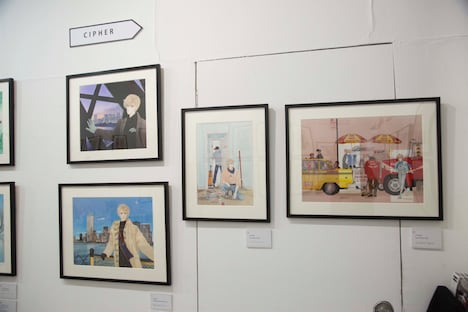 「成田美名子画業40周年記念原画展」の様子。