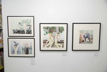 「成田美名子画業40周年記念原画展」の様子。