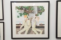「成田美名子画業40周年記念原画展」の様子。