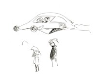 西島大介「岡崎京子を探せ▽ DOUBLLE KNOCKOUT 2049」のラフ。