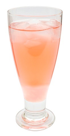 ドリンクメニューの「鹿目まどか（ピンクレモネード＋ピーチゼリー）」。