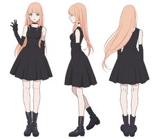 ユナ（CV:佐藤聡美）キャラクター設定画。