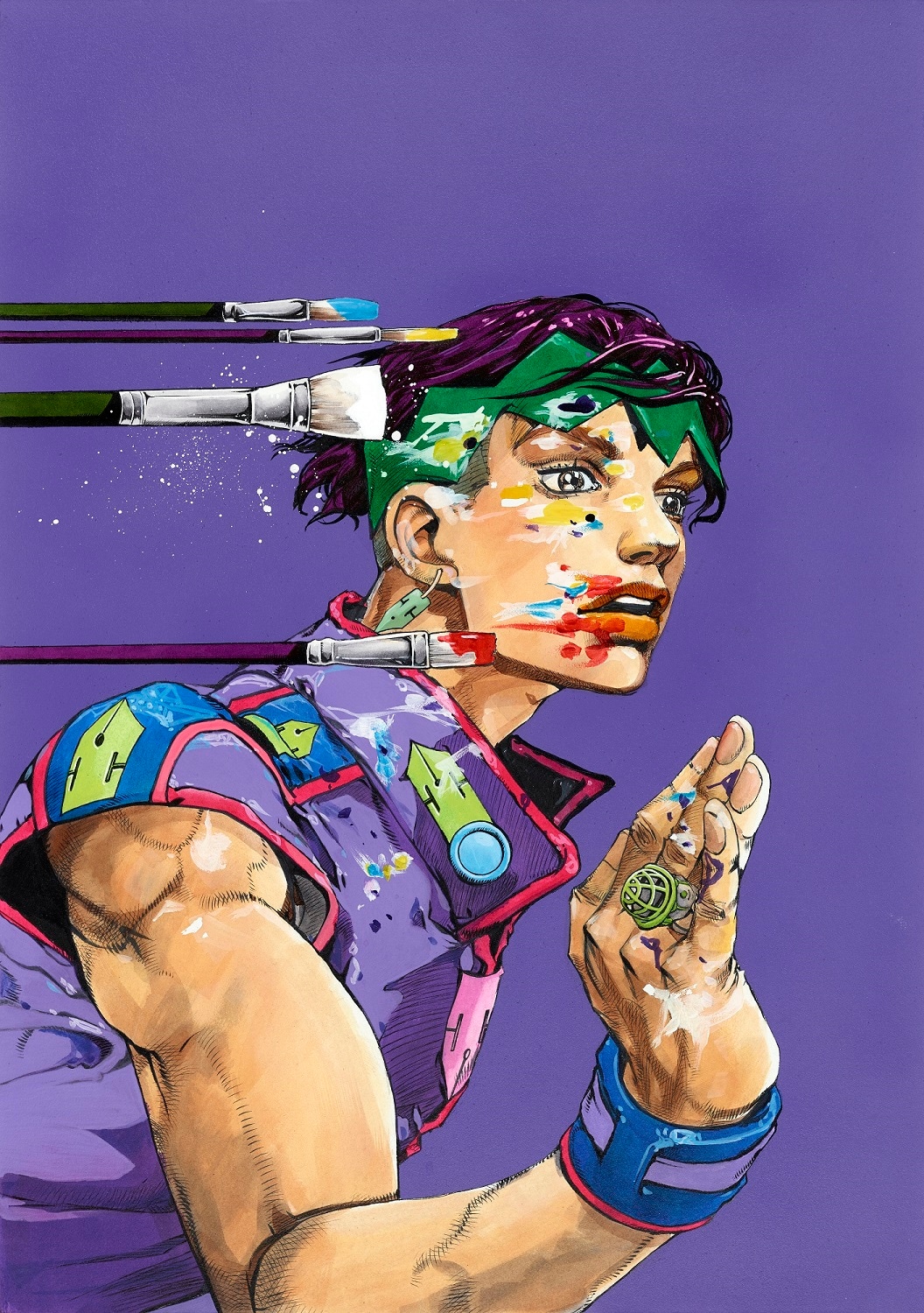 「岸辺露伴は動かない」の新作エピソード「エピソード#10 ザ・ラン」扉ページに使用されたイラスト。(c)LUCKY LAND COMMUNICATIONS/集英社