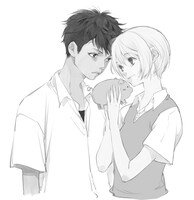 佐原ミズの新連載「尾かしら付き。」予告カット。