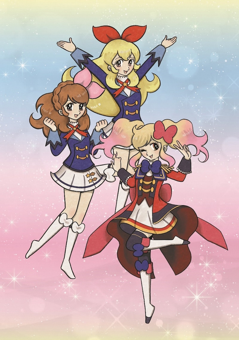 手塚治虫キャラクター風の星宮いちご、大空あかり、虹野ゆめ。(c)BNP/BANDAI, DENTSU, TV TOKYO (c)TezukaProductions