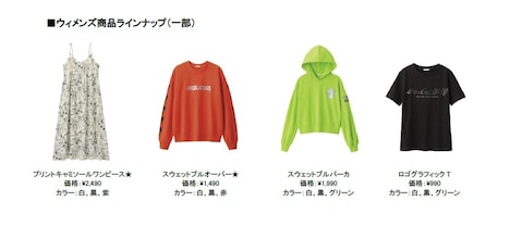 「EVANGELION × GU」ウィメンズ商品ラインナップ（一部）