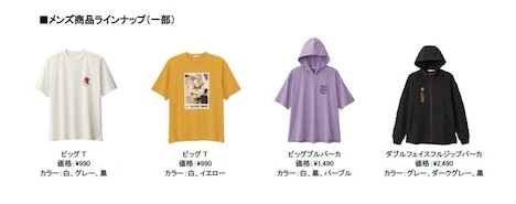 「EVANGELION × GU」メンズ商品ラインナップ（一部）