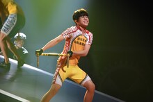 「舞台『弱虫ペダル』新インターハイ篇～箱根学園王者復格（ザ・キングダム）～」ゲネプロより、醍醐虎汰朗演じる小野田坂道。