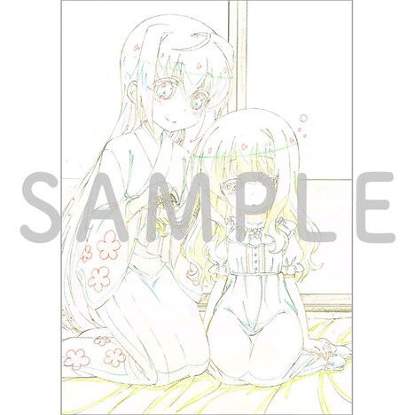 アニメイトの特典の絵柄。アニメ描き下ろしイラストを使用したたまてと冠のB2タペストリー。
