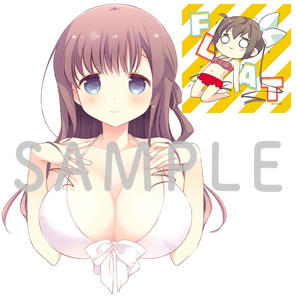 ANIPLEX+の特典の絵柄。篤見唯子描き下ろしイラストを使用した志温の「おっぱいマウスパッドと、たまての「おっぱいマイクロファイバークロス」。