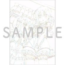 HMVとLoppiの特典の絵柄。アニメ描き下ろしイラストを使用した冠と大会のB2タペストリー。