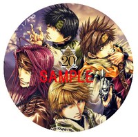 「最遊記原画展～連載20周年記念～」特典の缶バッジサンプル。