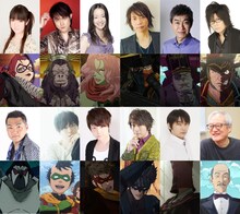 「ニンジャバットマン」追加キャスト。上段左からハーレイ・クイン役の釘宮理恵、ゴリラグロッド役の子安武人、ポイズン・アイビー役の田中敦子、デスストローク役の諏訪部順一、ペンギン役のチョー、トゥーフェイス役の森川智之。下段左からベイン役の三宅健太、ロビン役の梶裕貴、レッドロビン役の河西健吾、ナイトウィング役の小野大輔、レッドフード役の石田彰、アルフレッド役の大塚芳忠。