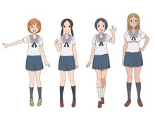 テレビアニメ「ちおちゃんの通学路」のキャラクター設定画。左から三谷裳ちお、野々村真奈菜、細川雪、久志取まどか。(c)川崎直孝／KADOKAWA／ちおちゃんの製作委員会