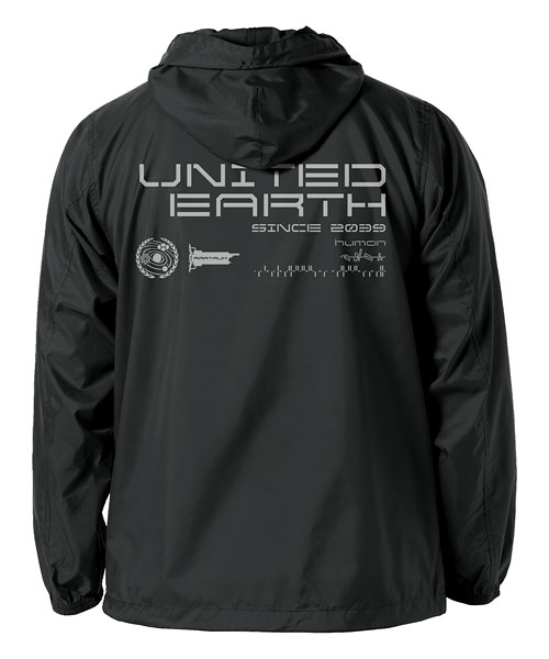 「地球連合軍アラトラム号 フーデッドウインドブレーカー」の背面。