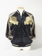 スカジャン「火の鳥と菊花」モノクロ