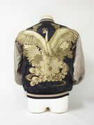 スカジャン「火の鳥と菊花」モノクロ