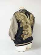 スカジャン「火の鳥と菊花」モノクロ