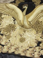 スカジャン「火の鳥と菊花」モノクロ