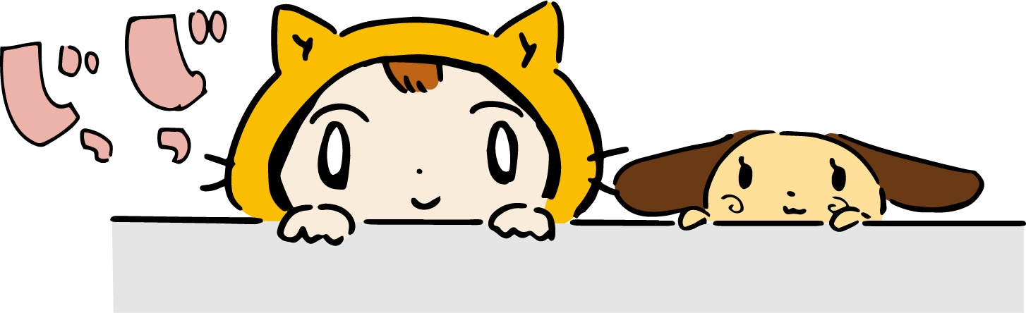 シノビーとニン丸のイラストパターン。