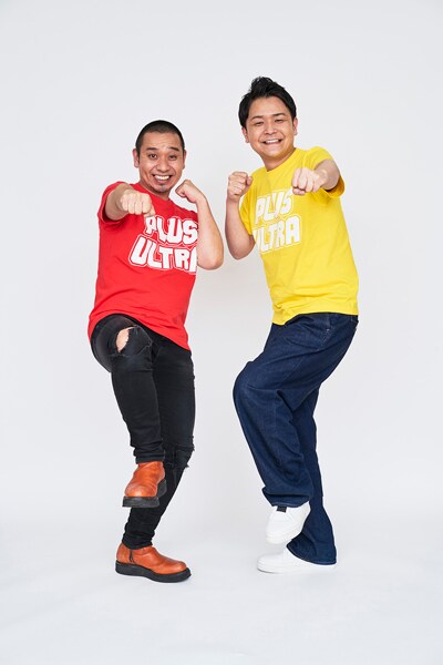 アニメ「僕のヒーローアカデミア」をPRする「“個性”応援ヒーロー」に就任した千鳥。