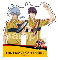 「ミニゲーム丸井の妙技・綱渡りゲーム」の景品としてもらえるラメ入りアクリルストラップ（全4種）。