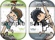 「売り切れ注意！坂ノ下商店アルバイト体験」の景品「カド丸缶バッジ」（全11種）。