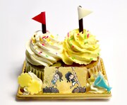 「二口と赤葦の棒倒しケーキ」（抹茶蒸しケーキ、黒糖蒸しケーキ）