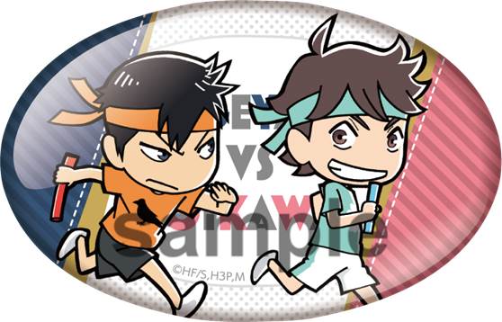 ミニゲームの成功賞の賞品「オーバル型缶バッジ」（全6種）。