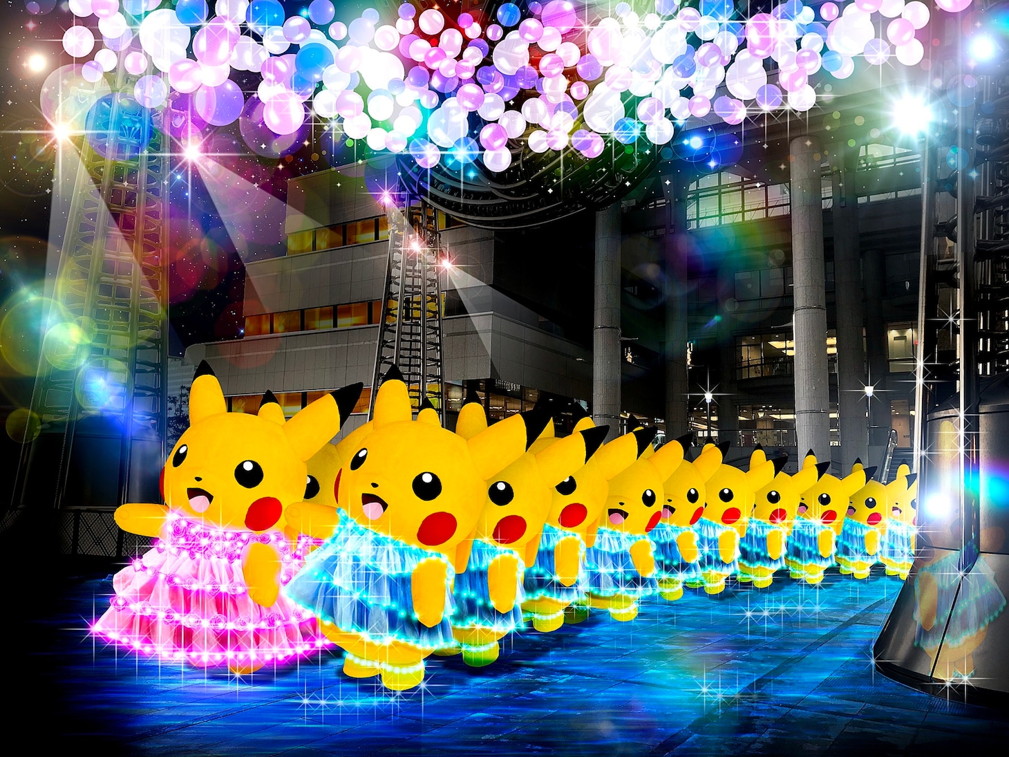 ピカチュウの大行進（夜）のイメージ。