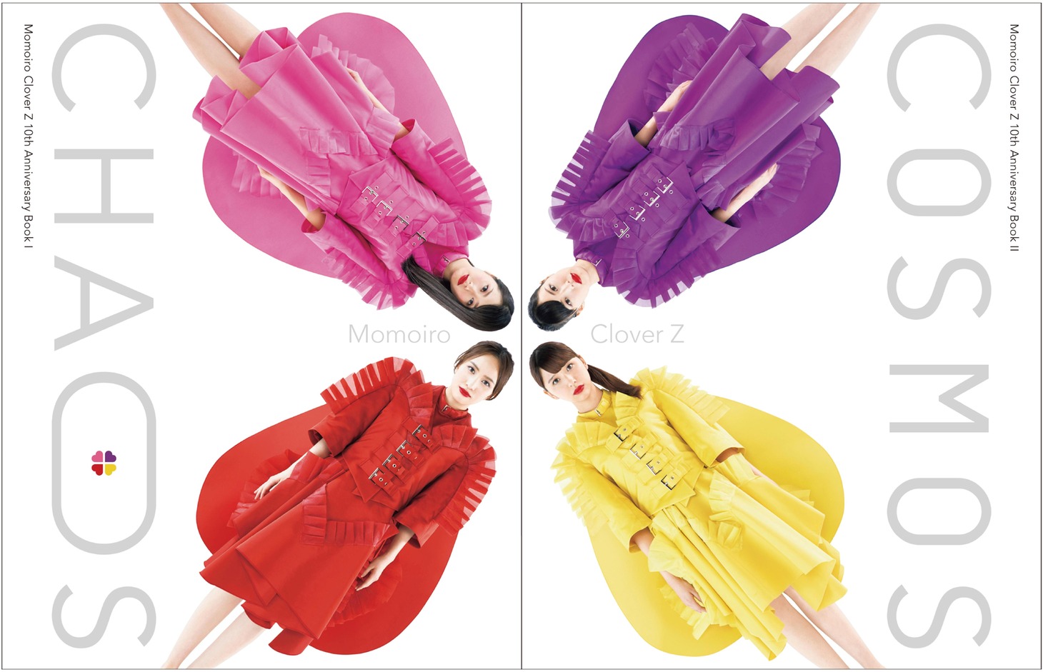 「Momoiro Clover Z 10th Anniversary BookI CHAOS」「Momoiro Clover Z 10th Anniversary BookII COSMOS」2冊の表紙を並べた図。