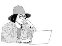 吉田貴司によるお祝いイラスト。(物思いにふけるオアシス。(c)吉田貴司