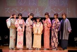 左から諏訪彩花、久保田梨沙、秦佐和子、大野柚布子、加隈亜衣、沼倉愛美、緒方恵美。