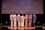 左から諏訪彩花、久保田梨沙、秦佐和子、大野柚布子、加隈亜衣、沼倉愛美、緒方恵美。