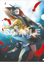 7ポイントでもらえる「殺戮の天使」の描き下ろしクリアファイル。(c)真田まこと (c)名束くだん