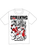 「ドリルキング」Tシャツは白、黒、赤とボディのカラーバリエーションを3色用意。画像は白。