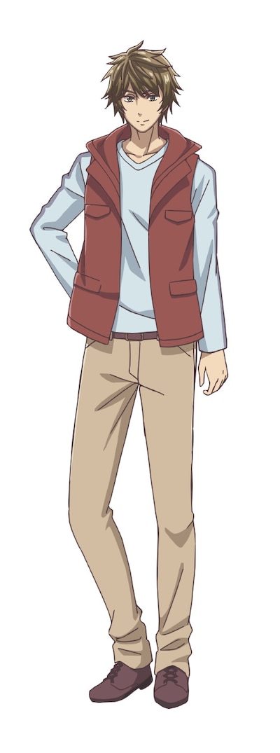 梶原秋人のキャラクタービジュアル。著名な作家を父に持つ、駆け出しのイケメン俳優。